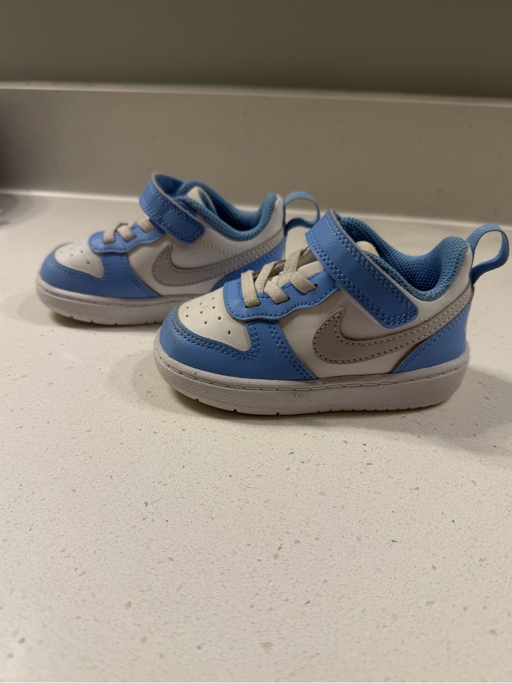 Nike Toddler Blue and White Velcro Swoosh Sneakers